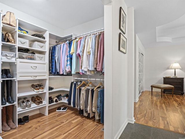 spacious closet featuring wood finished floors