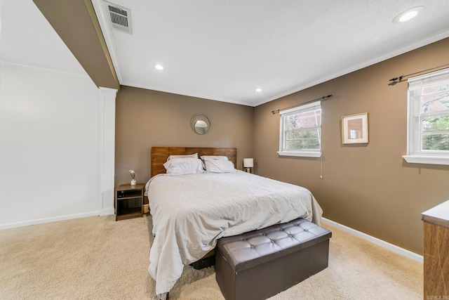 2312 Breckenridge Dr, Little Rock, AR 72227 - bedroom featuring light carpet, baseboards, and crown molding