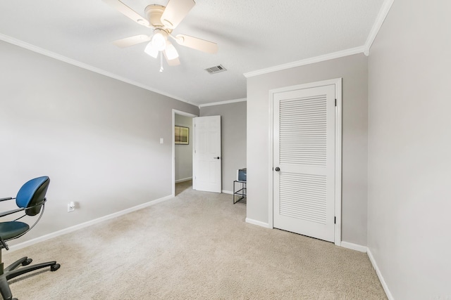 2312 Breckenridge Dr, Little Rock, AR 72227 - unfurnished office featuring carpet floors, ornamental molding, and visible vents
