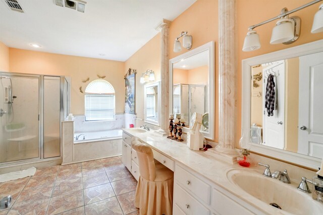 5907 Jacksonville Conway Rd, Jacksonville, AR 72076 - full bath featuring a bath, visible vents, a sink, and a shower stall