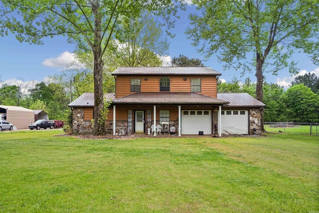5907 Jacksonville Conway Rd, Jacksonville, AR 72076 - view of front of home with stone siding, covered porch, and a front yard