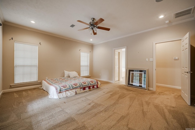 505 Fieldstone, Conway, AR 72034 - carpeted bedroom featuring visible vents, baseboards, and crown molding