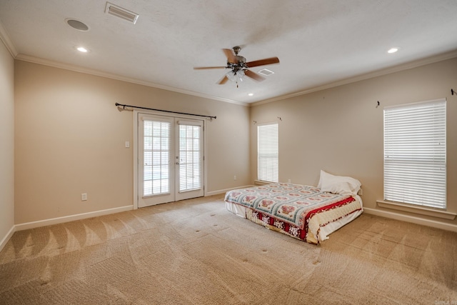 505 Fieldstone, Conway, AR 72034 - bedroom featuring baseboards, access to outside, carpet flooring, and visible vents