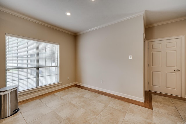 505 Fieldstone, Conway, AR 72034 - unfurnished room with crown molding, baseboards, and light tile patterned floors