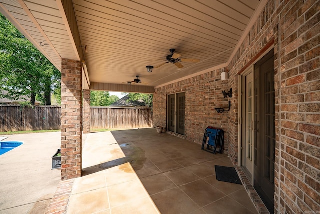 505 Fieldstone, Conway, AR 72034 - view of patio / terrace featuring ceiling fan and a fenced backyard
