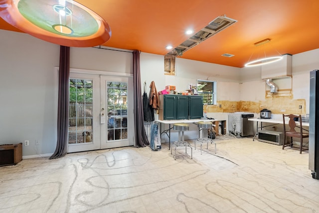 interior space featuring visible vents and french doors