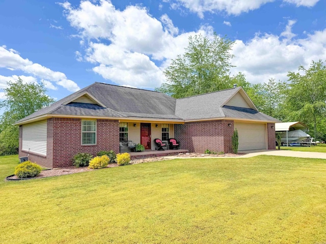 20 Jeffrey Scott Dr, Quitman, AR 72131 - single story home with an attached garage, a front lawn, brick siding, and driveway