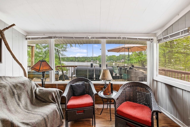 138 Ridge Rd, Houston, AR 72070 - sunroom featuring wood walls, wood finished floors, and plenty of natural light