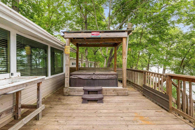 138 Ridge Rd, Houston, AR 72070 - wooden deck with a hot tub