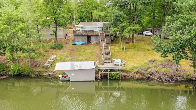 138 Ridge Rd, Houston, AR 72070 - view of dock featuring stairway and a deck with water view