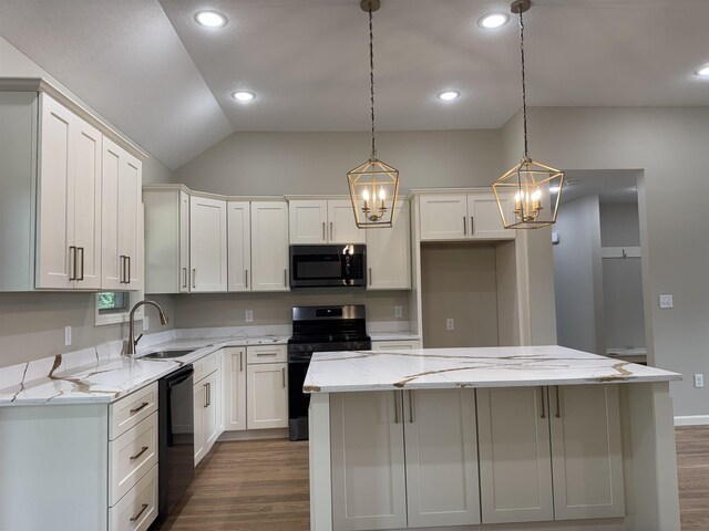 2106 N 8 1/2 St, Paragould, AR 72450 - kitchen with stove, stainless steel microwave, a sink, dark wood-style floors, and dishwashing machine