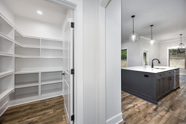 storage area with a sink