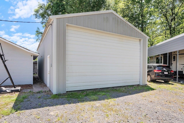 view of detached garage