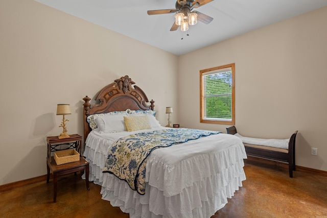 539 Burchwood Bay Rd, Hot Springs, AR 71913 - bedroom featuring finished concrete floors, a ceiling fan, and baseboards