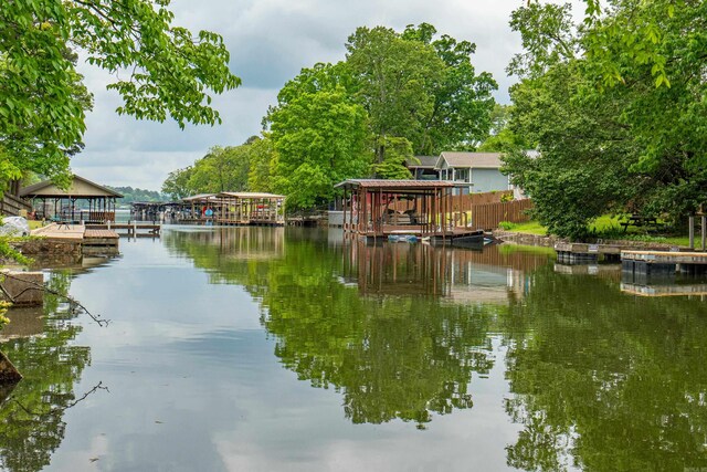 539 Burchwood Bay Rd, Hot Springs, AR 71913 - water view with a boat dock and boat lift