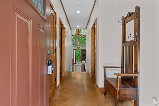 539 Burchwood Bay Rd, Hot Springs, AR 71913 - hall featuring recessed lighting, baseboards, and finished concrete floors
