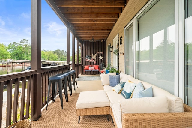 exterior space featuring an outdoor living space