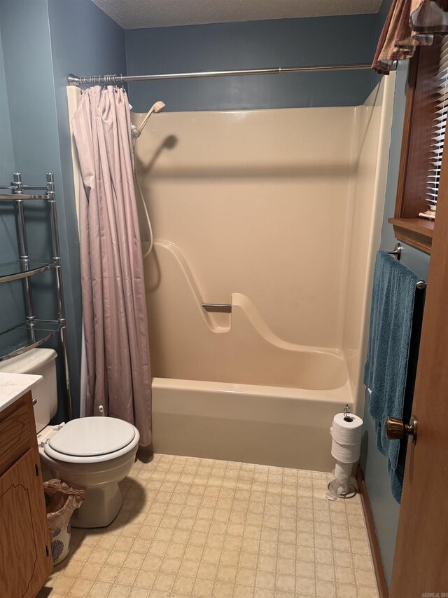 1721 Azalea Hills Rd, White Hall, AR 71602 - bathroom featuring toilet, shower / tub combo with curtain, vanity, and tile patterned floors