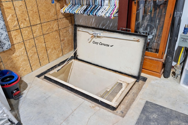 view of storm shelter