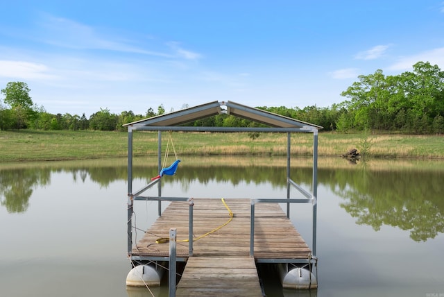view of dock featuring a water view