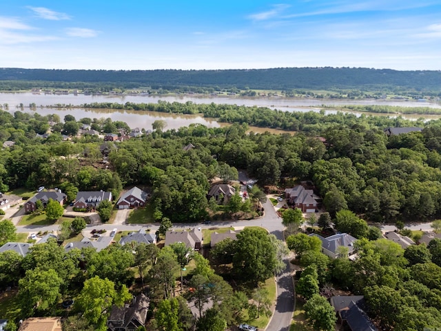 bird's eye view with a residential view and a water view