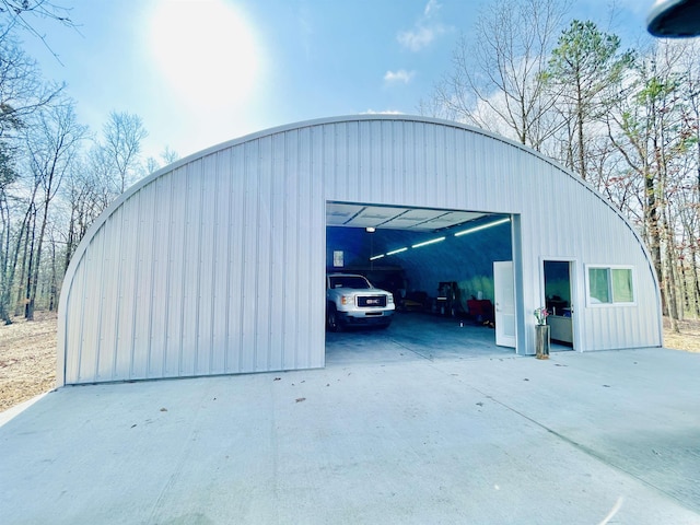 view of detached garage