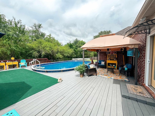 7 Samantha Cir, Searcy, AR 72143 - pool with a gazebo, an outdoor hangout area, and a wooden deck