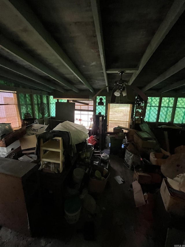 miscellaneous room featuring a ceiling fan