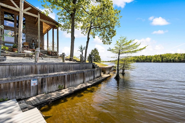dock area featuring a water view
