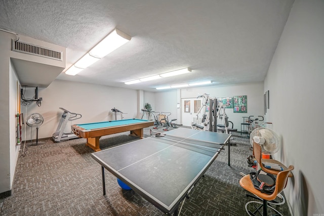 740 Weston Unit 810, Hot Springs, AR 71913 - playroom featuring a textured ceiling, visible vents, billiards, and carpet