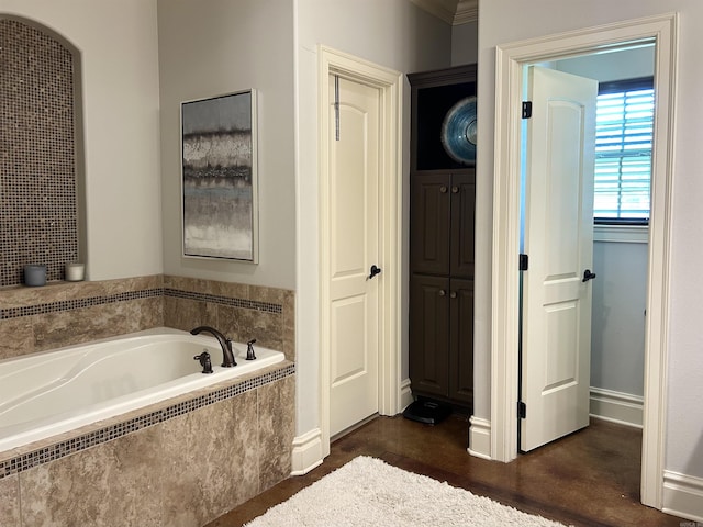 bathroom featuring a garden tub