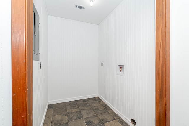 43 Calhoun 11, Hampton, AR 71744 - laundry area featuring hookup for a washing machine, laundry area, stone finish flooring, baseboards, and visible vents