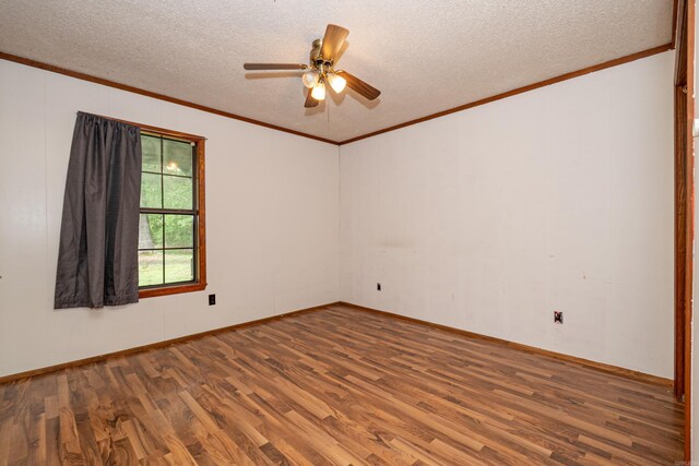 43 Calhoun 11, Hampton, AR 71744 - empty room featuring wood finished floors, ceiling fan, a textured ceiling, and ornamental molding