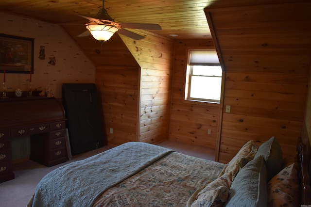 12192 Point Breeze Rd, Parks, AR 72950 - carpeted bedroom with wooden walls and wooden ceiling