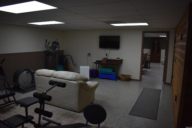 12192 Point Breeze Rd, Parks, AR 72950 - workout area with baseboards and a paneled ceiling