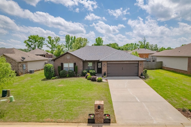 21 Lilly Ann Cir, Ward, AR 72176 - single story home featuring driveway, a front yard, brick siding, cooling unit, and an attached garage