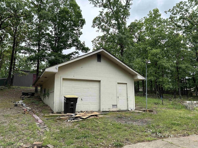 view of detached garage