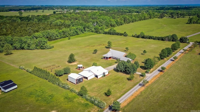 aerial view with a rural view and a forest view