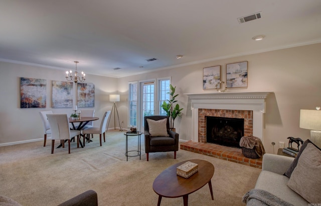 2200 Andover Ct, Little Rock, AR 72227 - living area featuring a chandelier, baseboards, visible vents, and ornamental molding