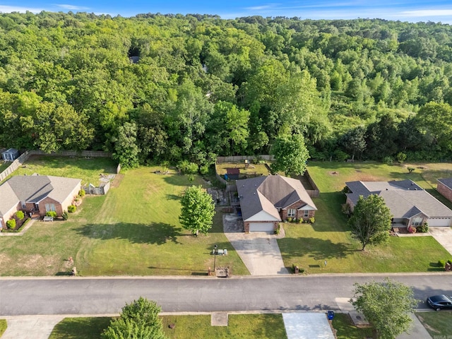 drone / aerial view with a forest view
