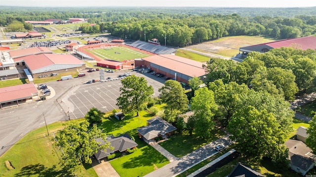 aerial view with a wooded view
