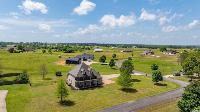 aerial view with a rural view