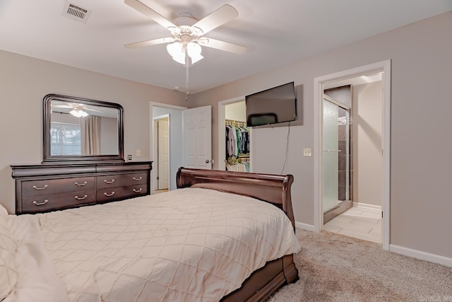 1321 W Front St, Heber Springs, AR 72543 - bedroom featuring a walk in closet, a ceiling fan, visible vents, baseboards, and a closet