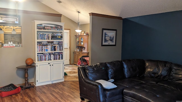 2 Kristin Lynn Dr, Arkadelphia, AR 71923 - living area with dark wood-type flooring, lofted ceiling, and visible vents