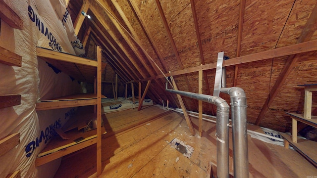 view of unfinished attic