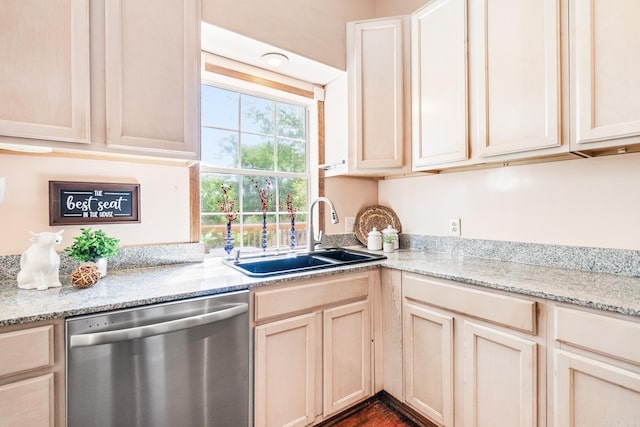 1509 S Spring, Little Rock, AR 72202 - kitchen featuring light stone countertops, a sink, and dishwasher