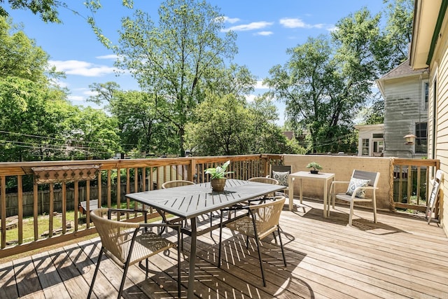 1509 S Spring, Little Rock, AR 72202 - wooden terrace featuring outdoor dining space and a fenced backyard