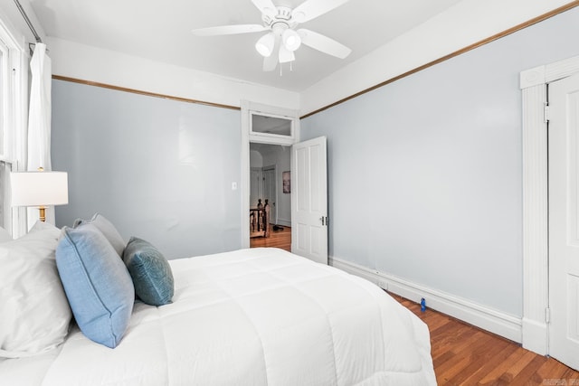 1509 S Spring, Little Rock, AR 72202 - bedroom with a ceiling fan and wood finished floors