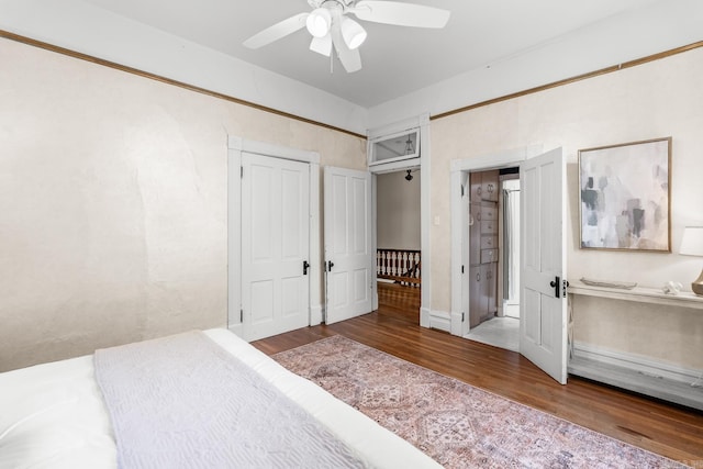 1509 S Spring, Little Rock, AR 72202 - bedroom featuring a ceiling fan and wood finished floors