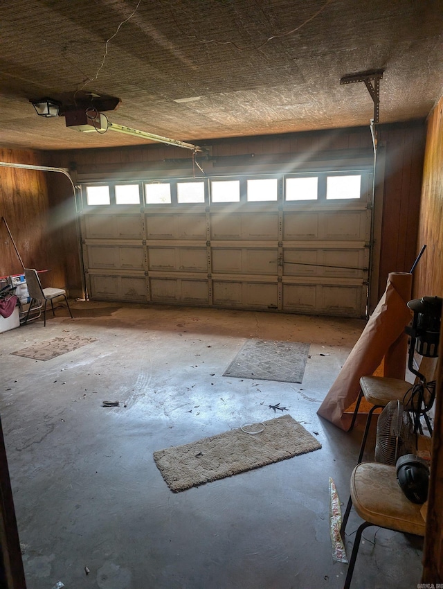 garage with a garage door opener